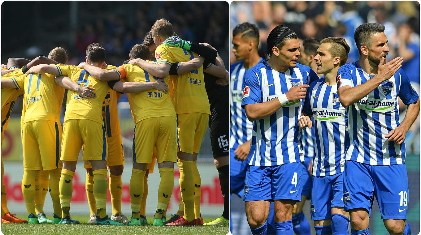 Einschwören für das Pokalduell: Braunschweig trifft auf Hertha BSC © Getty Images/Collage DFB