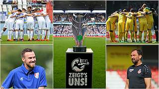 Favoriten und Topstars: Die 3. Liga startet nach 107 Tagen Pause in die neue Saison © Getty Images/imago/Collage DFB
