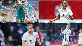 Nicht in Harsewinkel dabei: Petermann (o.l.), Hendrich (o.r.), Simon (u.r.) und Laudehr © Getty Images/Collage DFB