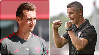 Früher Torjäger, heute Trainer: Miroslav Klose und Marek Mintal (v.l.) © imago/Collage DFB