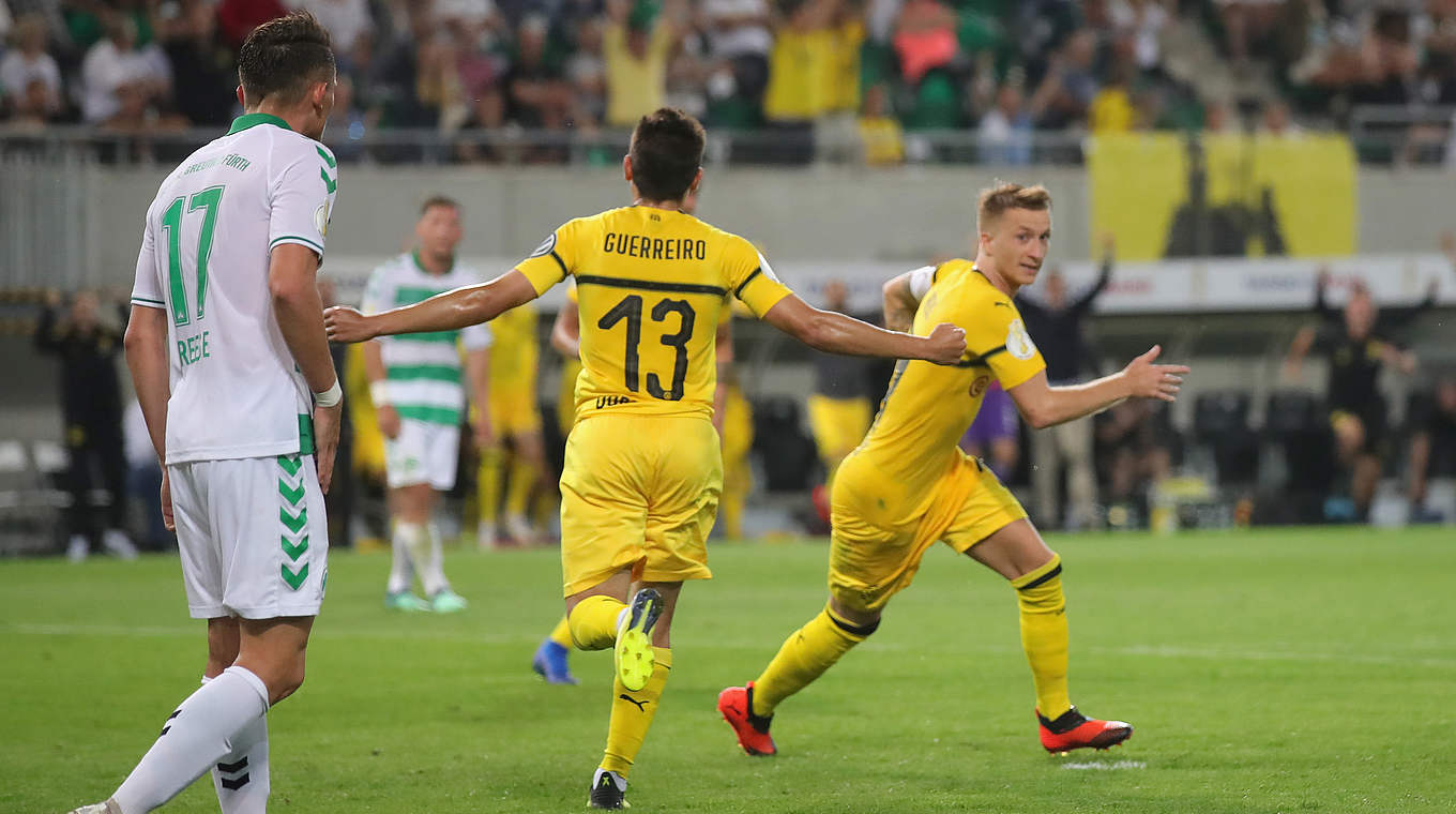 Später Siegtorschütze: Nationalspieler Marco Reus (r.) trifft in der Verlängerung © 2018 Getty Images