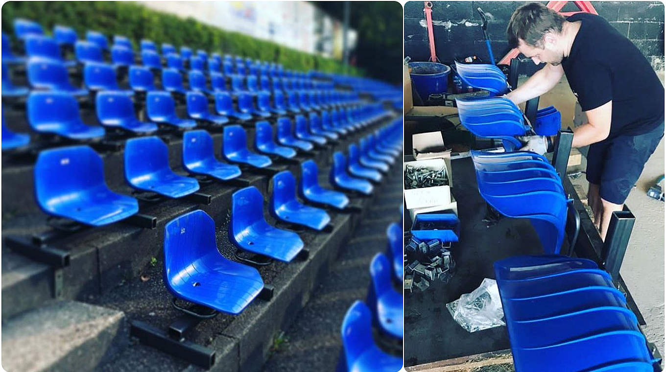 Die neuen Sitzreihen werden auch im Stadion Brötzinger Tal genutzt © 1. CfR Pforzheim