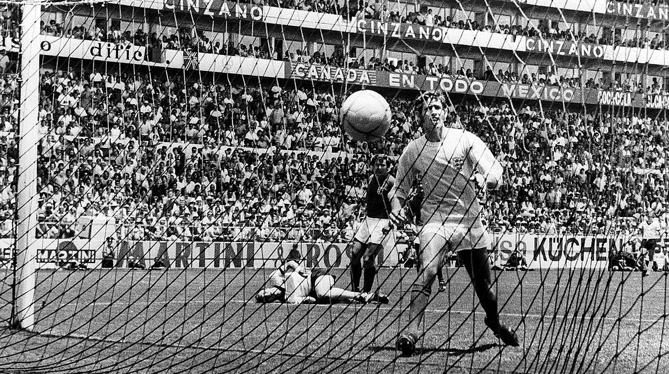 Uwe Seeler scores against England in 1970 © 