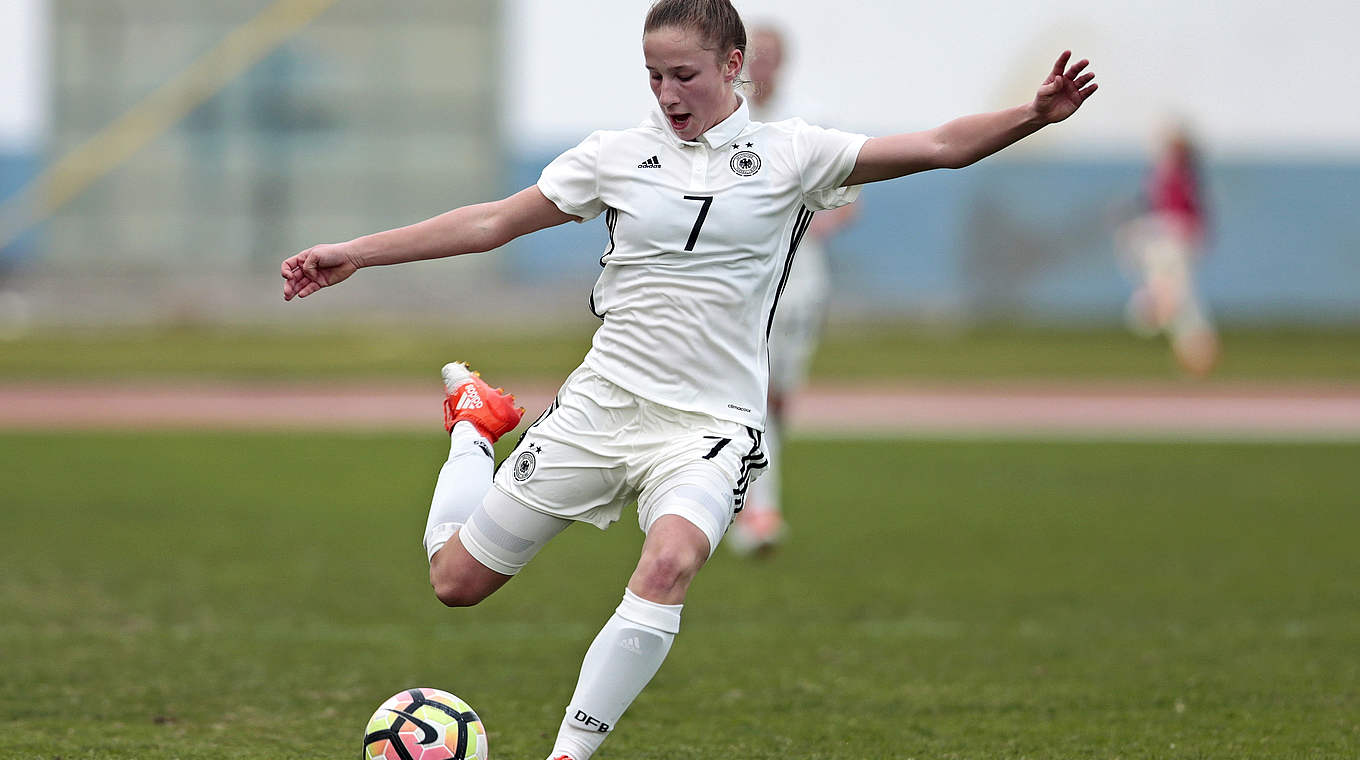 Trug sich beim 7:1 in die Torschützenliste ein: U 16-Nationalspielerin Nicole Woldmann © 2018 Getty Images