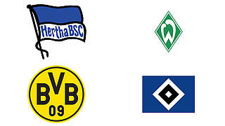 Wegen unsportlichen Verhaltens ihrer Anhänger bestraft: Hertha, Werder, BVB und HSV © DFB