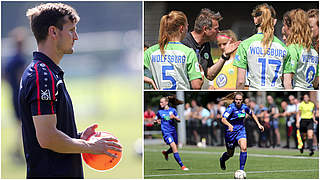 Topspiel: Turbine-Trainer Michael Schubert (l.) empfängt mit Potsdam den VfL Wolfsburg © Getty Images/Collage DFB