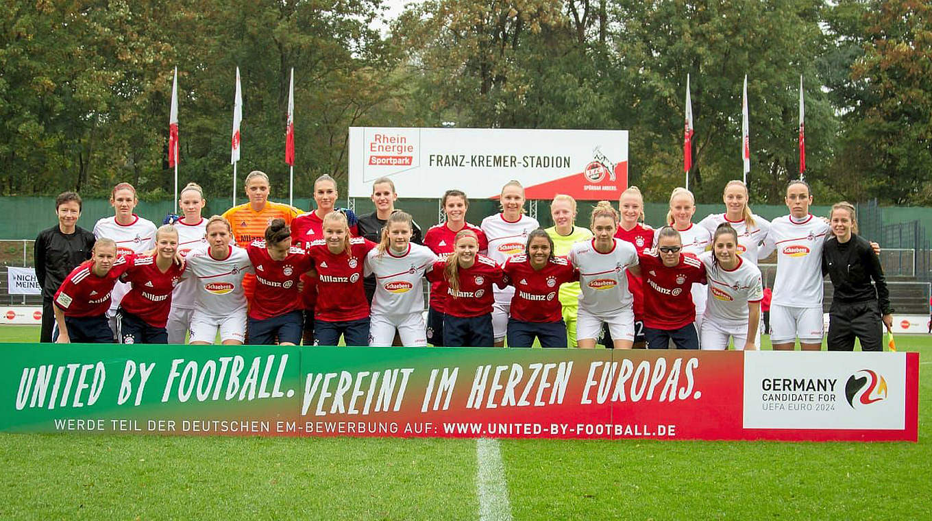 Ebenfalls durch die Fußball vereint: der 1. FC Köln und Bayern München II aus der 2. Frauen-Bundesliga © Twitter