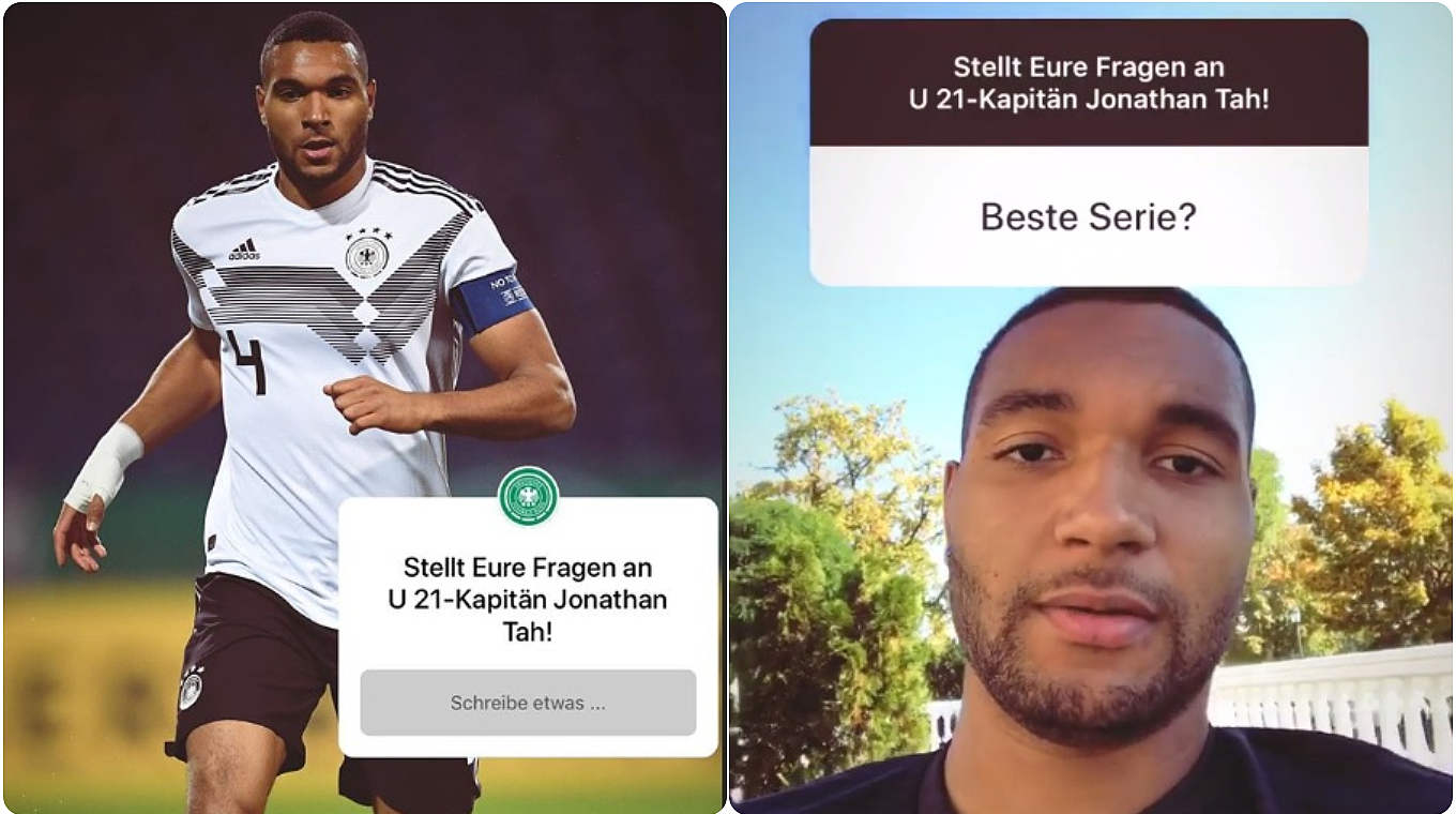 Stellt sich den Fragen der Instagram-Follower: U 21-Kapitän Jonathan Tah © Instagram/Collage DFB