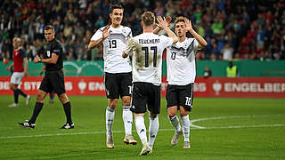 Cedric Teuchert and Luca Waldschmidt scored Germany's two goals. © imago/Stefan Bösl
