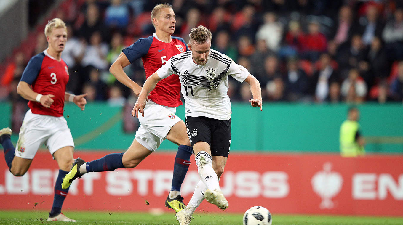 Cedric Teuchert a ouvert le score à la 21ème minute face à la Norvège ... © 