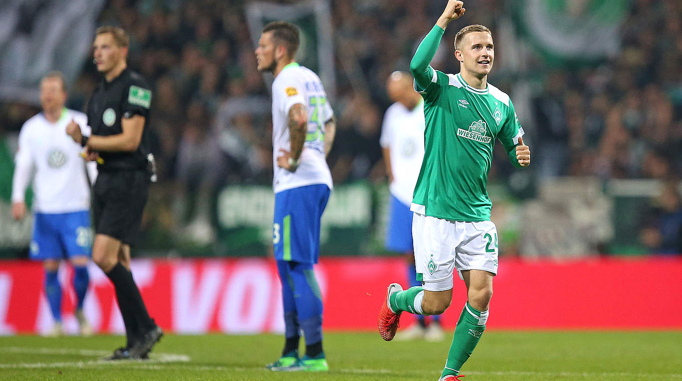 Bejubelt am 5. Oktober seinen ersten Treffer für Werder Bremen: Johannes Eggestein © 2018 Getty Images