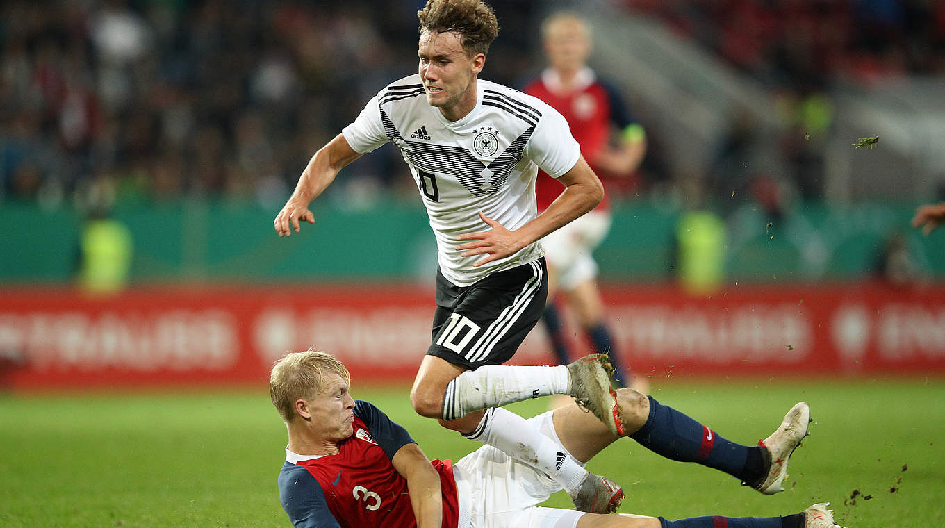 Luca Waldschmidt scored his first goal for Germany U21s against Norway. © 2018 Getty Images