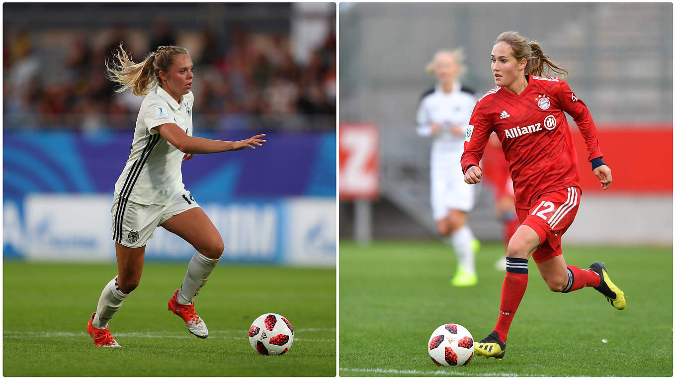 Neu dabei: Janina Hechler (l.) aus Frankfurt und Bayern-Spielerin Sydney Lohmann © Getty Images/imago/Collage DFB
