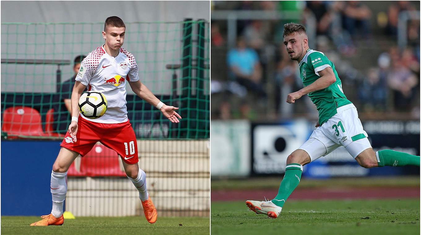 Die besten Torschützen beider Teams: Leipzigs Hartmann (l.) und Werders Philipp © Getty Images/Collage DFB