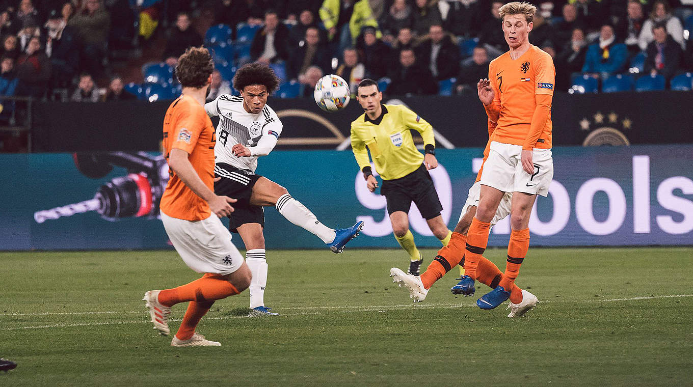 Zweites Mal in Folge "Spieler des Spiels": Leroy Sané (M.) überzeugt auch gegen Holland © Â© Philipp Reinhard, 2018