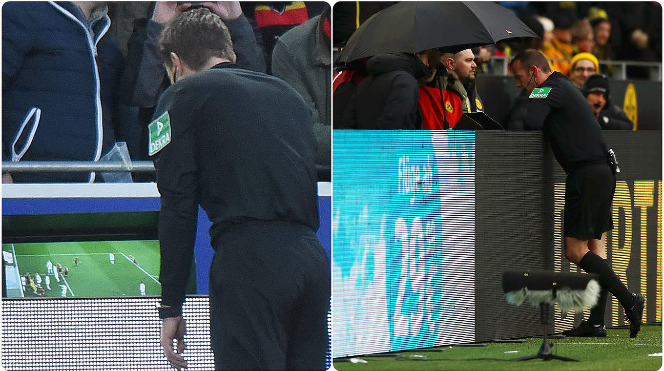 "Selbst ein Bild von der Situation am Monitor in Review-Area machen": Brych (l.), Fritz © Getty Images/imago/Collage DFB