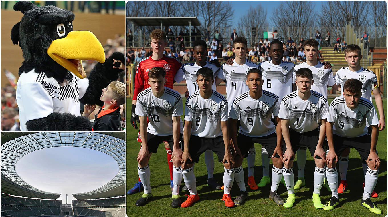 Fußballspaß im großen Rund: das Schülerländerspiel der U 16 im Olympiastadion Berlin © Bilder Getty Images / Collage DFB