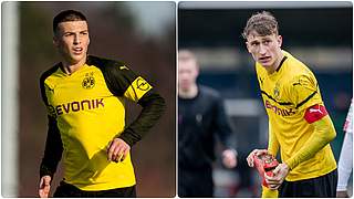 Vor der Rückkehr beim BVB: die U-Nationalspieler Tobias Raschl (l.) und Patrick Osterhage © Getty Images/Collage DFB