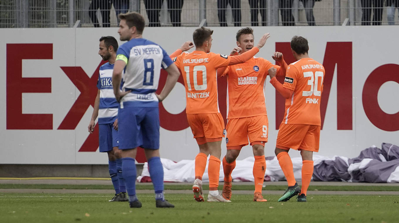 Sieg im Hinspiel: Karlsruhe gewann im November 3:2 gegen Meppen © imago/Werner Scholz