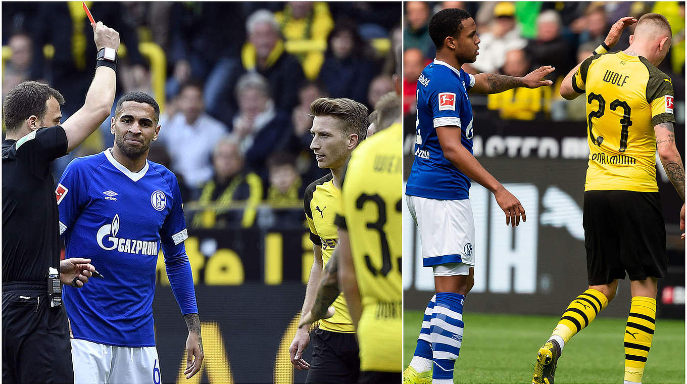 Rohes Spiel: Marco Reus (3.v.l.) für zwei, Marius Wolf (r.) für drei Spiele gesperrt © Getty Images/Collage DFB