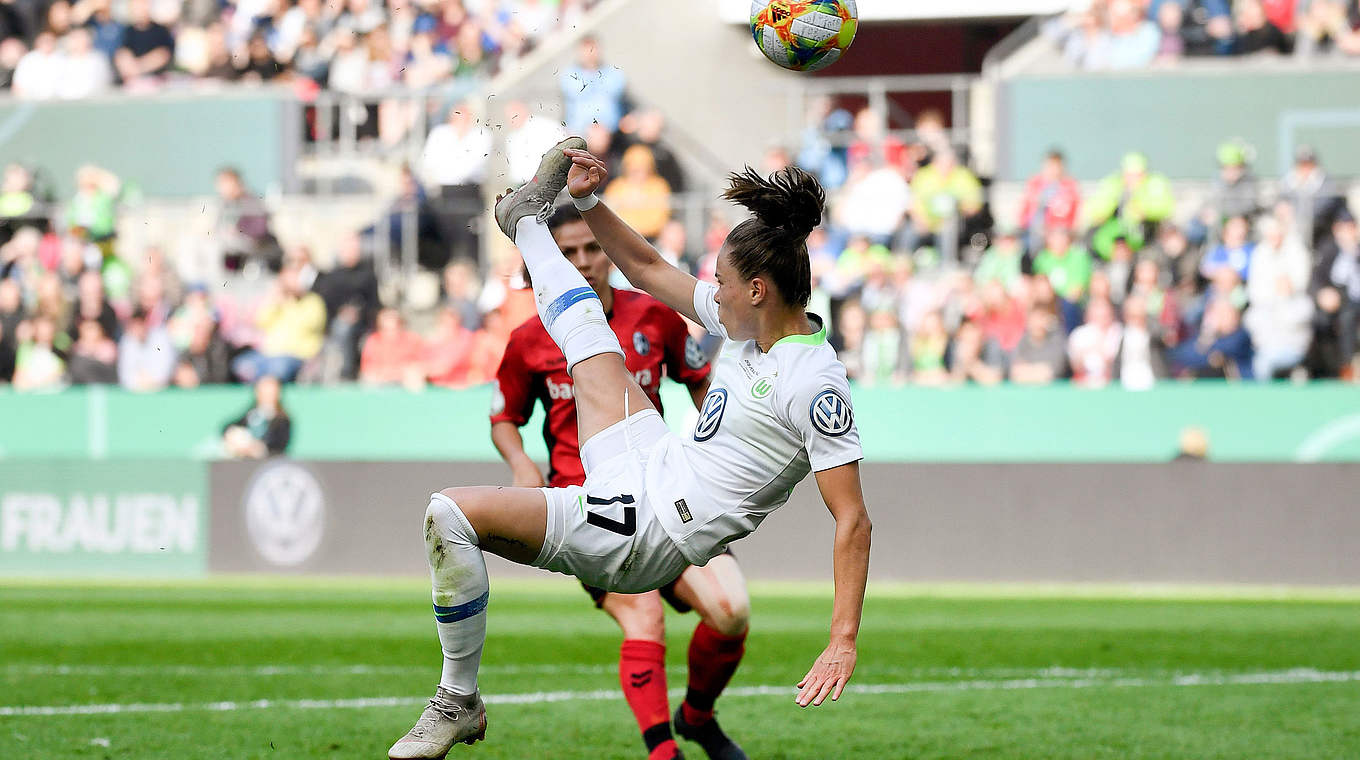 Goalscorer Pajor almost put her side ahead with an impressive bicycle kick © AFP/Getty Images