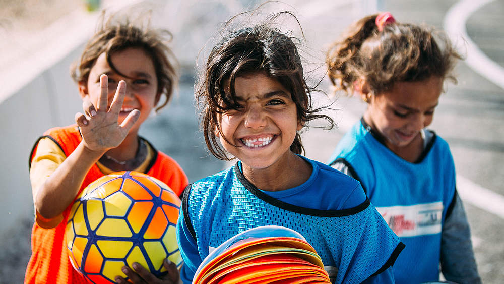 In jordanischen Flüchtlingscamps nutzt der DFB Fußball zur Völkerverständigung © GIZ Alea Horst