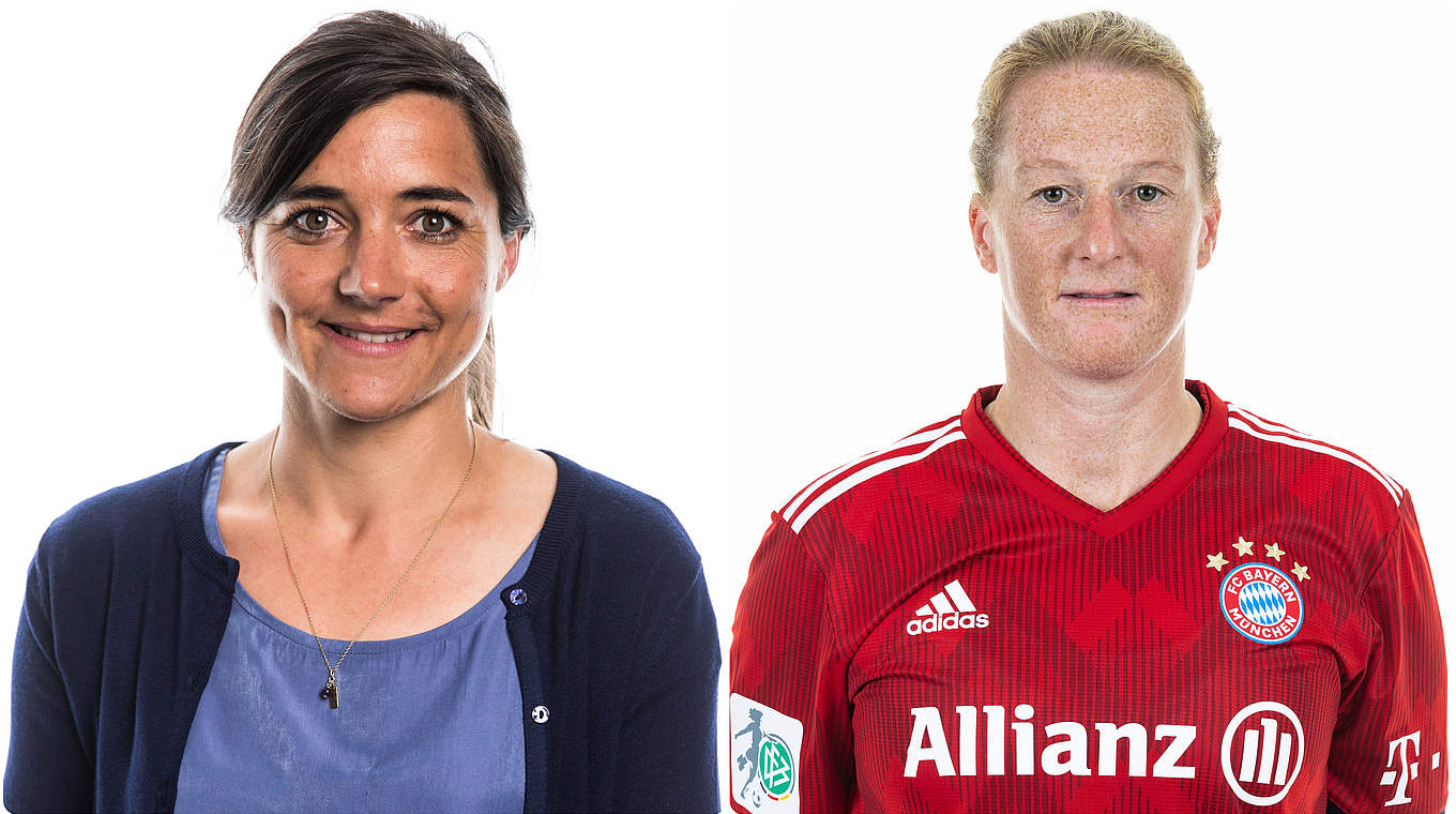 Unterstützen U 17-Trainerin Friederike Kromp: Sabine Loderer (l.) und Melanie Behringer © Bilder Getty Images / Collage DFB