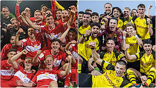 Stuttgart und Dortmund freuen sich auf das Finale: Wer bejubelt am Ende den Titel? © Bilder Getty Images / Collage DFB