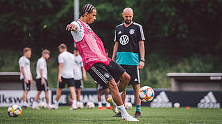 Abgezogen: Leroy Sané beim Torabschlusstraining © Â© Philipp Reinhard, 2018