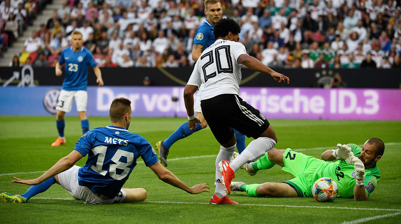 Serge Gnabry's brace took his goal tally to seven in as many games for Germany.  © GettyImages