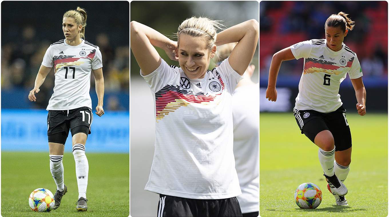 Die drei Neuen für Spanien: Verena Schweers, Lena Goeßling und Lena Oberdorf (v.l.) © Getty Images/Collage DFB