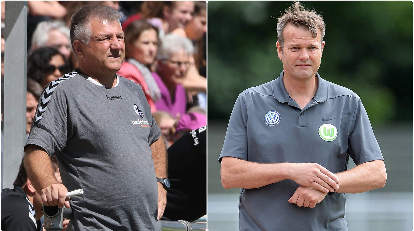 Stehen sich im Endspiel gegenüber: SCF-Coach Beck (l.) und VfL-Trainer Ringe © Getty Images/Imago/Collage: DFB