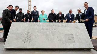German Chancellor Angela Merkel helped lay the cornerstone © 2019 Getty Images