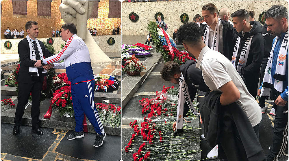 Activities at competitions: Joint wreath-laying ceremony of the Russian U-18 youth national team © DFB