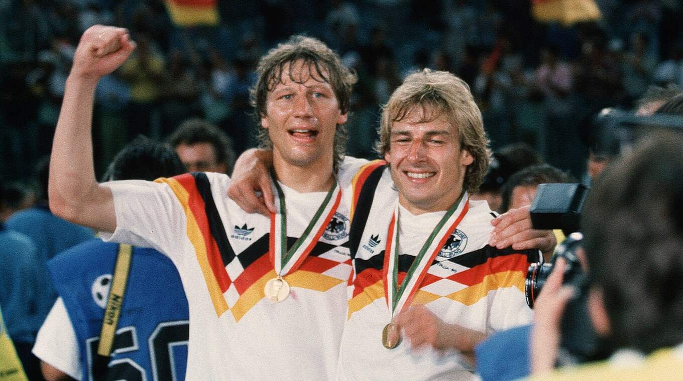 Karrierehöhepunkt in Rom: Buchwald und Jürgen Klinsmann (r.) sind Weltmeister © imago