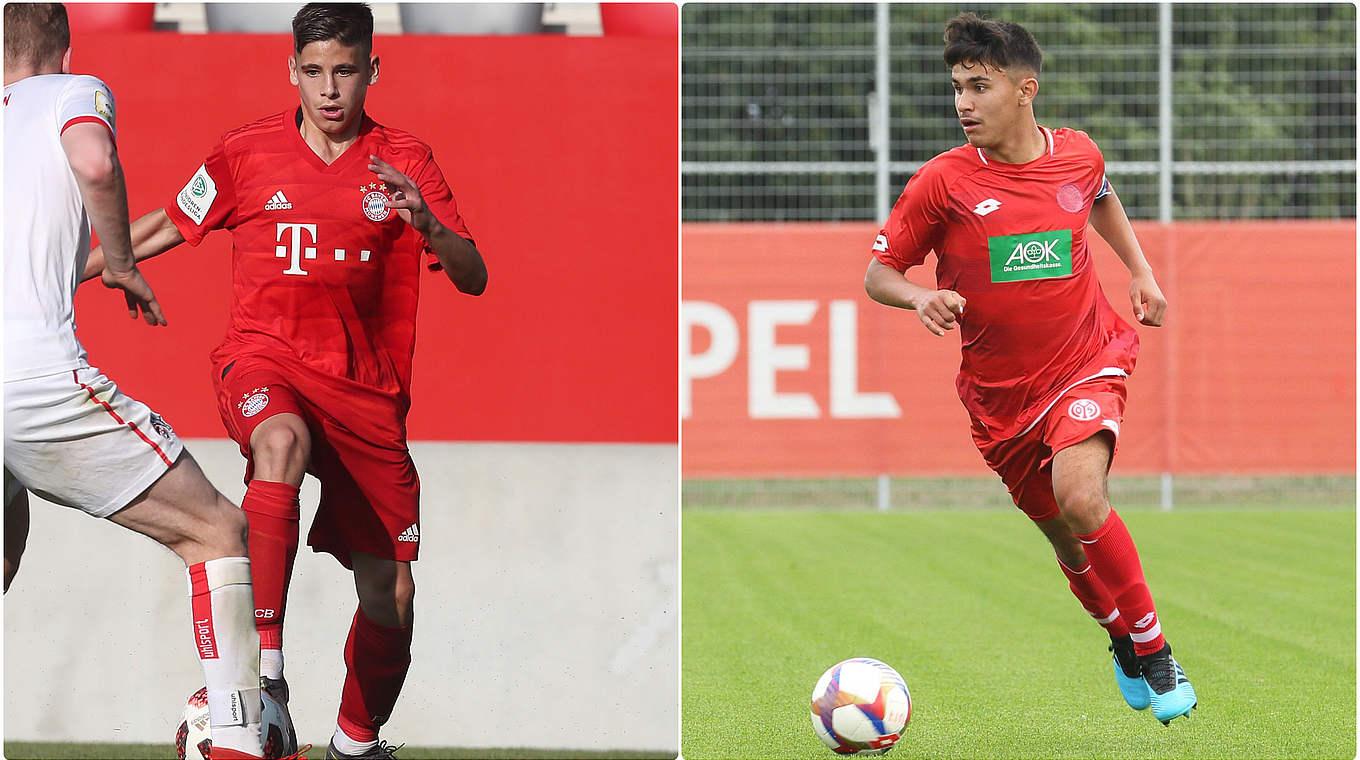 Toptorjäger ihrer Teams: Bayern-Stürmer Nemanja Motika (l.) und Marlon Roos-Trujillo © Getty Images/Imago/Collage DFB