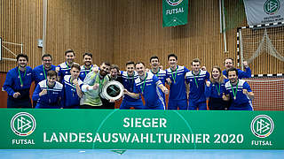 Jubel in der Halle: Die Futsalspieler aus Bayern siegen beim Turnier in Duisburg © 2020 Getty Images