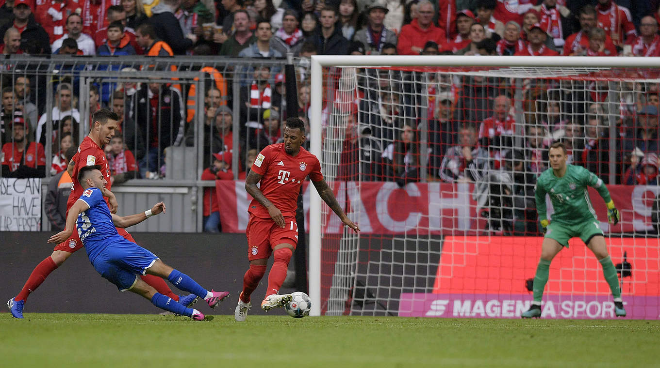 Adamyan (in blue) scored both goals in a 2-1 win for Hoffenheim over Bayern.   © imago images/MIS