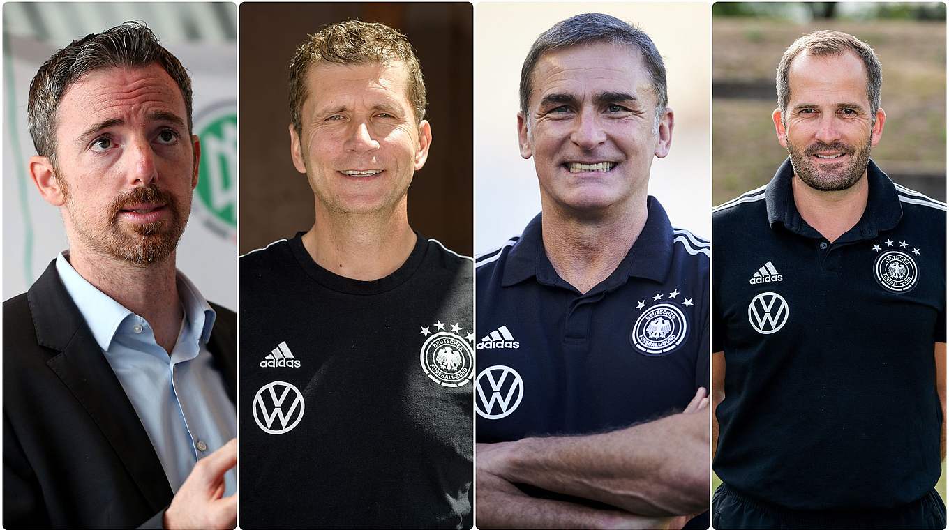 Neu in der Kommission: die DFB-Trainer Schönweitz, Streichsbier, Kuntz und Baum (v.l.) © Getty Images/Collage DFB