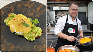 Heute auf dem Speiseplan: Eggs Benedict mit Avocado und Olivenölhollandaise  © DFB