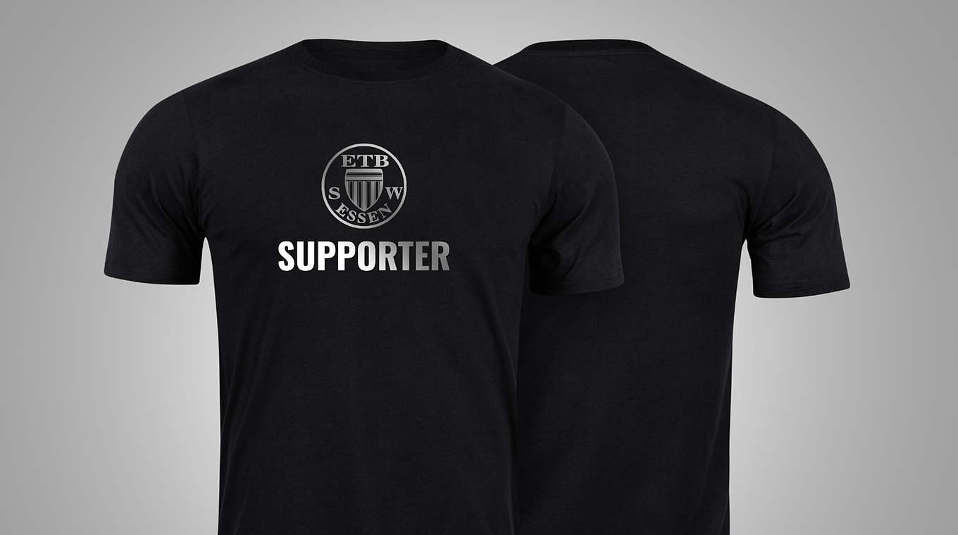 Stylisch und für einen guten Zweck zu erwerben: das Essener Supporter-T-Shirt © ETB Schwarz-Weiß Essen