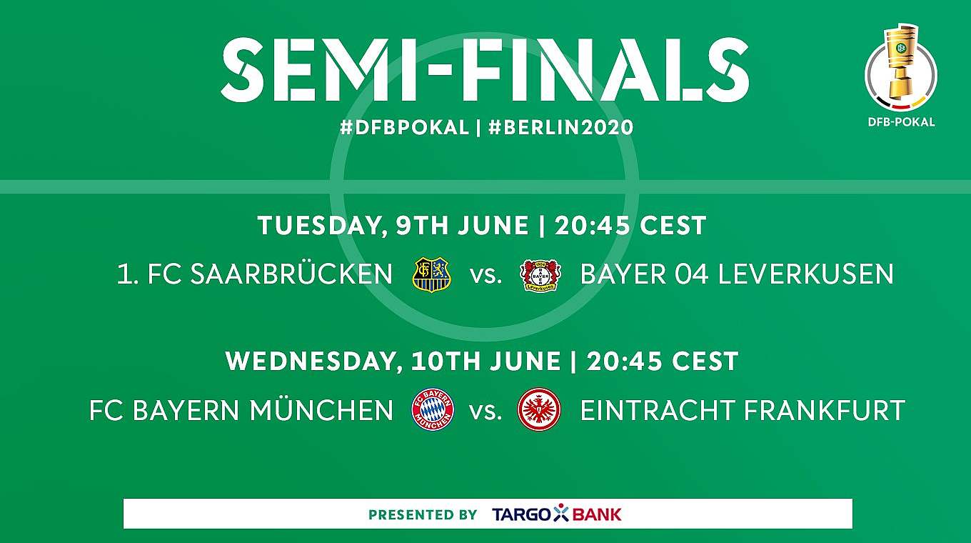 DFBPokal semifinals scheduled DFB Deutscher FußballBund e.V.