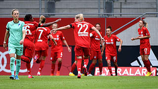 Jubel nach langem Warten: Die Frauen des FC Bayern entscheiden das Topspiel für sich © Jan Kuppert