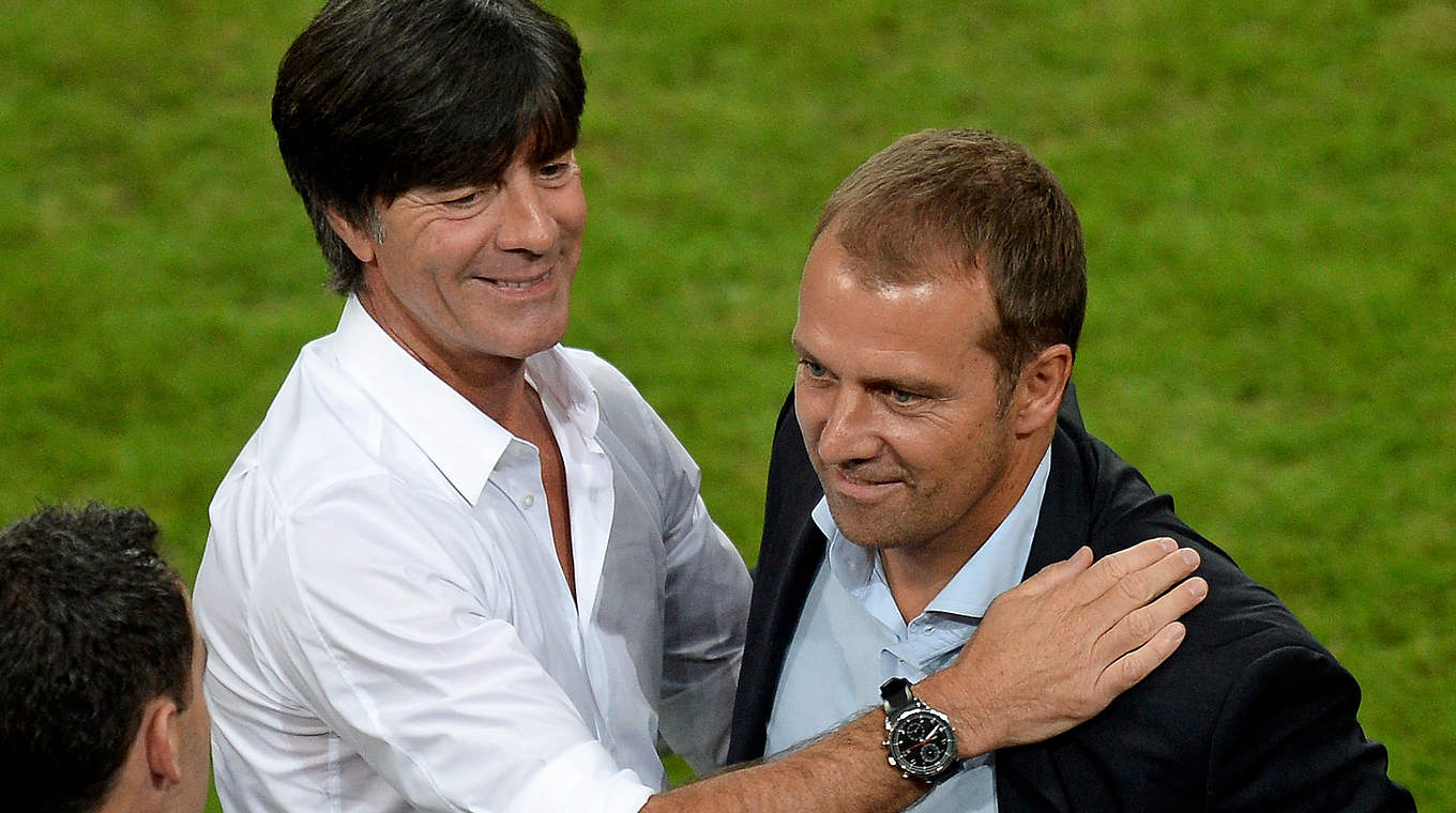 Löw on Flick (r.): "He has proven that he is a huge asset to FC Bayern." © 2014 Getty Images