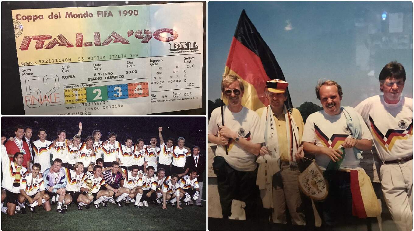 Das waren tolle Zeiten: Peter Pöller erinnert sich an seine Reise zum Finale 1990 © privat/Collage DFB