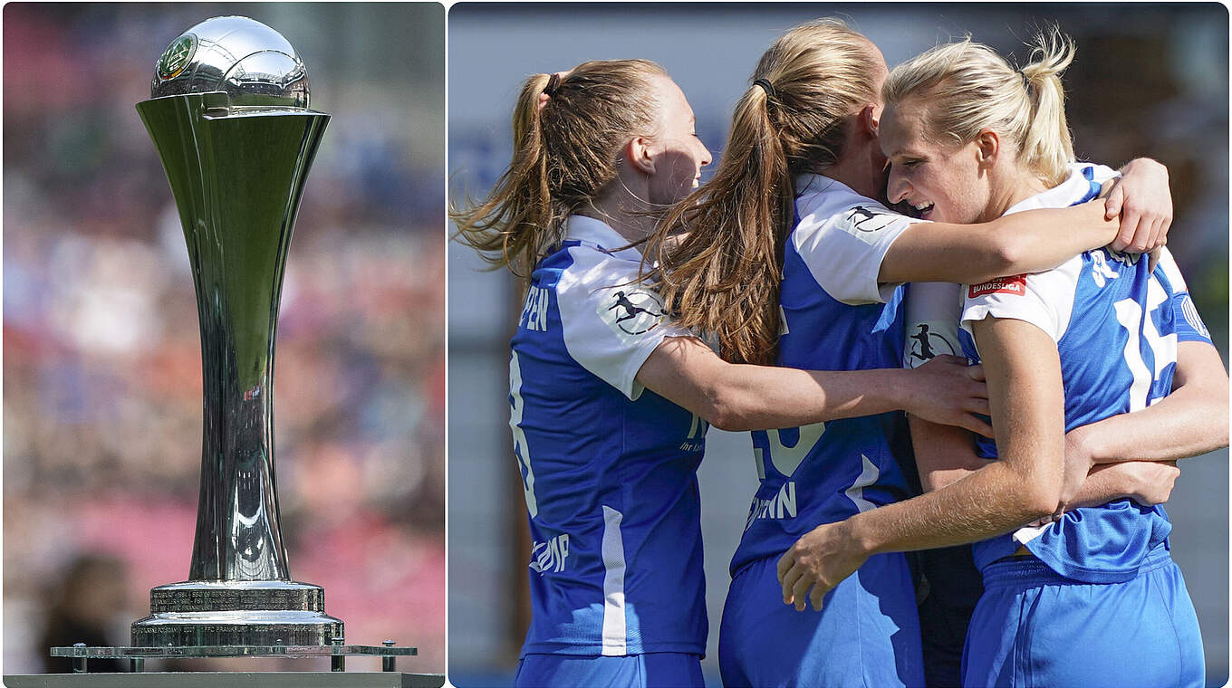 Die Jagd auf den DFB-Pokal der Frauen wird eröffnet: Meppen startet in Neukölln  © Bilder Getty Images, Imago / Collage DFB