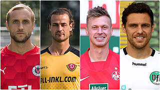 Neu, aber alte Bekannte: Marcel Risse, Yannick Stark, Marvin Pourié, Mirko Boland (v.l.) © Getty Images/imago/Collage DFB