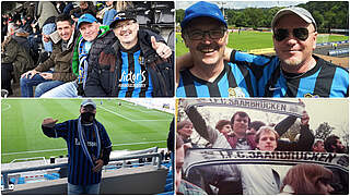 Begeistert von Rückkehr in Ludwigspark: FCS-Fans Jörg Dahlmanns und Joachim Wagner © Jörg Dahlmanns,Joachim Wagner/Collage DFB.de