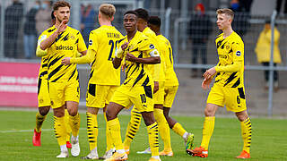 Derbysieger: der BVB ist nach einem Dreierpack von U 20-Nationalspieler Youssoufa Moukoko zurück auf Platz eins © imago images/Jörg Halisch