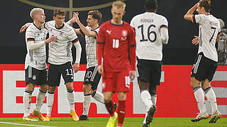 Germany celebrate Luca Waldschmidt's goal © Getty Images